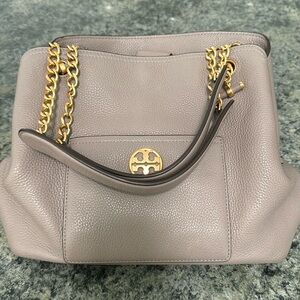 Tory Burch Chelsea Grey Pebble Leather Slouchy Tote/Shoulder Bag